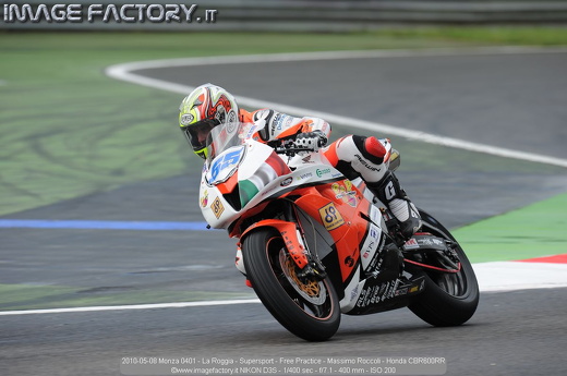 2010-05-08 Monza 0401 - La Roggia - Supersport - Free Practice - Massimo Roccoli - Honda CBR600RR